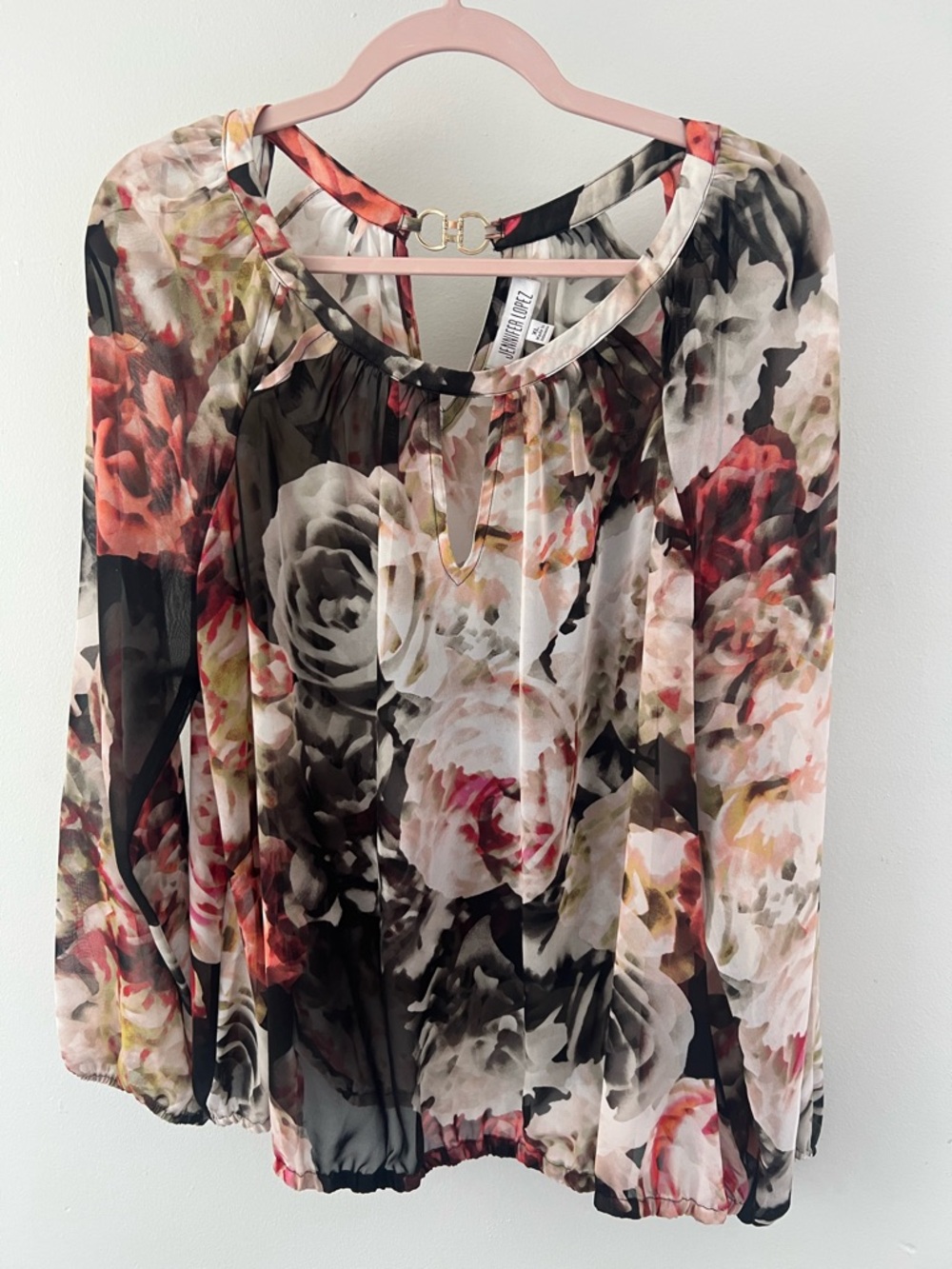 Jennifer Lopez Floral Sheer Blouse - Multi-Color
